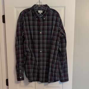 Sonoma Men's Navy and Red Plaid Button Down Shirt